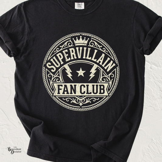 Supervillain Fan Club T-Shirt — Funny Membership Emblem Tee