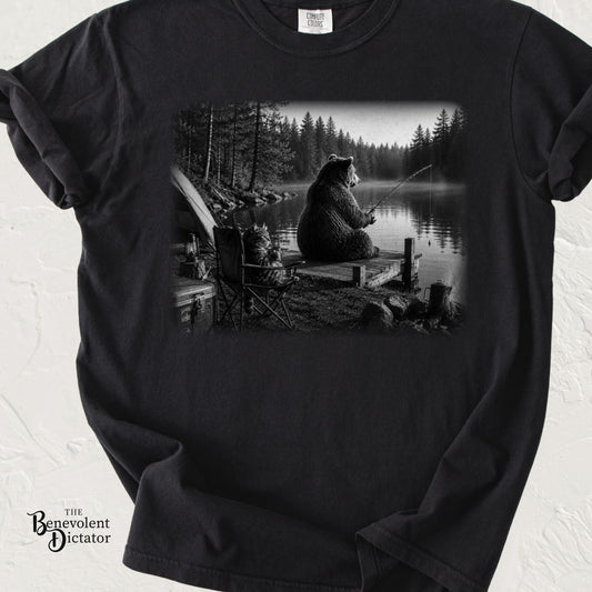 Campground Bear & Cat Fishing T-Shirt