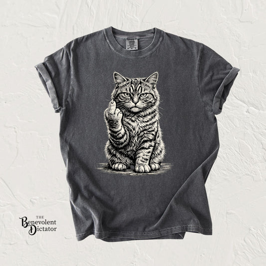 Saucy Cat Giving the Finger T-Shirt