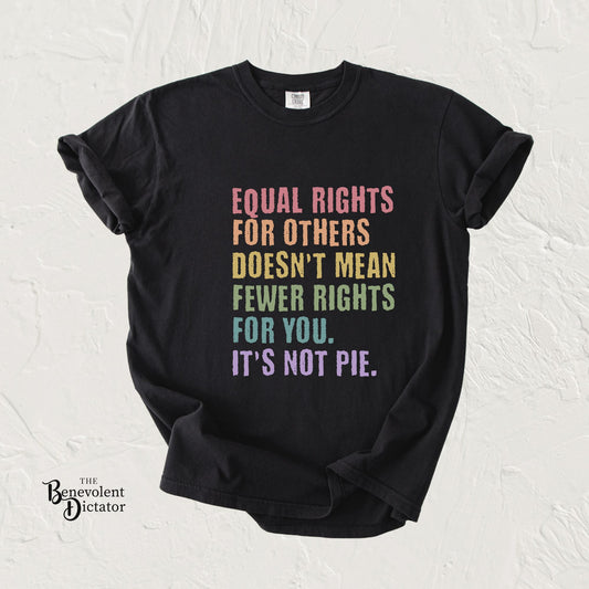 Equality T-Shirt — “Equal Rights for Others Doesn’t Mean Fewer Rights for You. It’s Not Pie.”