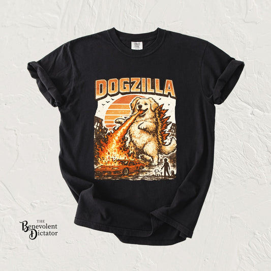 Dogzilla Golden Retriever T-Shirt — Funny Dog Monster Parody Tee
