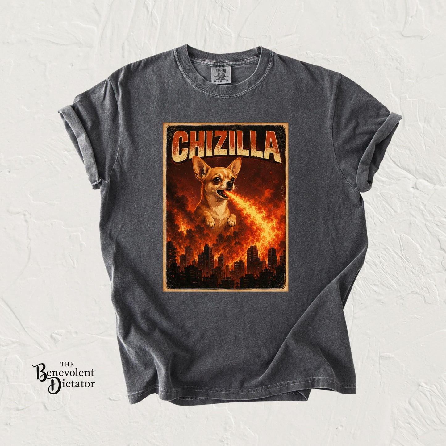 Chizilla Chihuahua T-Shirt — Godzilla Parody Fire-Breathing Dog Tee