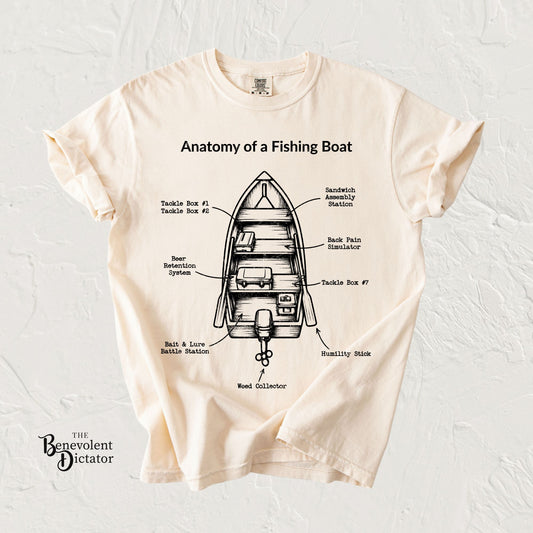 Anatomy of a Fishing Boat T-Shirt — Funny Sarcastic Fishing Diagram