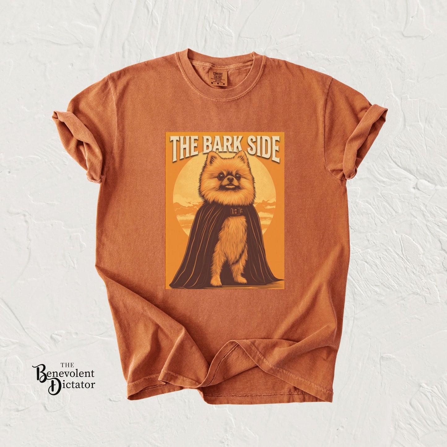 The Bark Side Funny Pomeranian Star Wars Inspired Dog T-Shirt | Cute Retro Dog Lover Tee