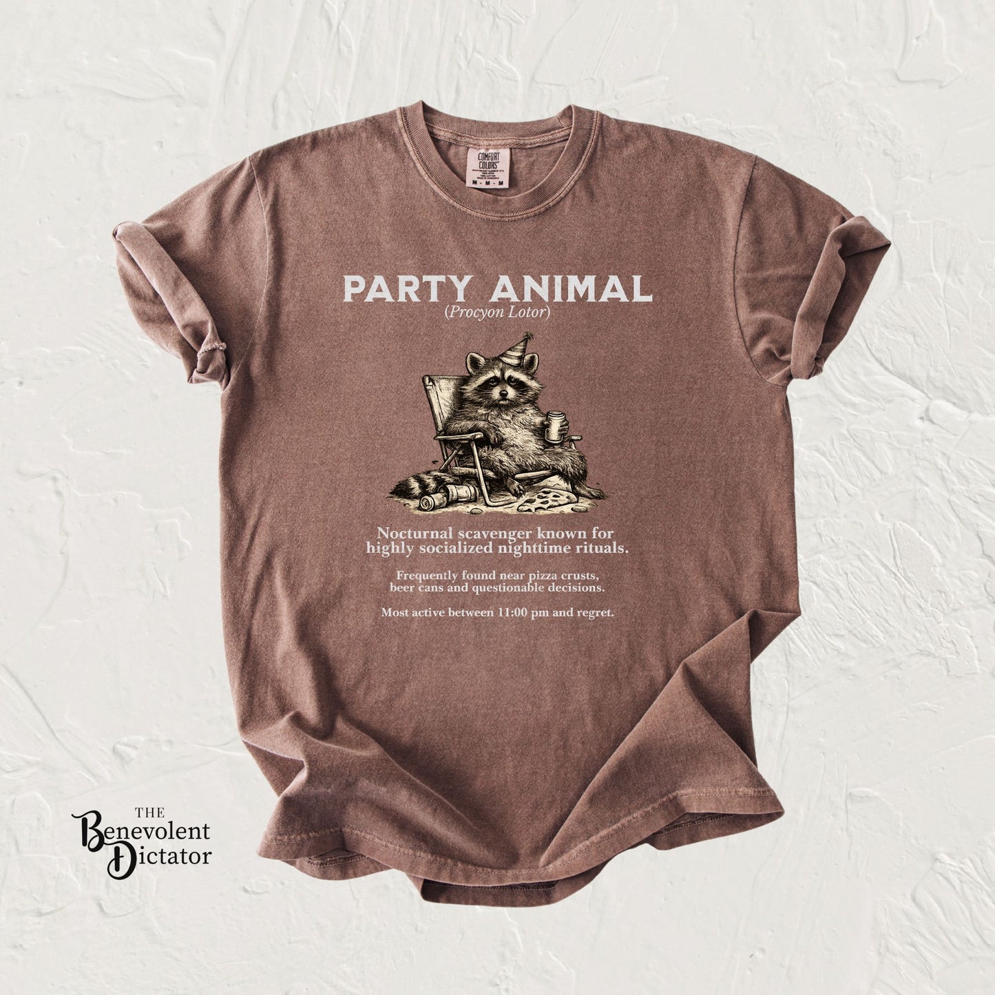 party animal parody shirt raccoon