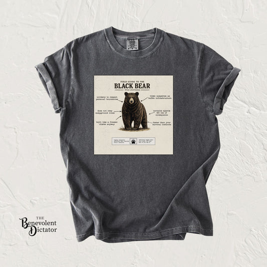 Black Bear Field Guide T-Shirt — Funny Camping & Hiking Tee