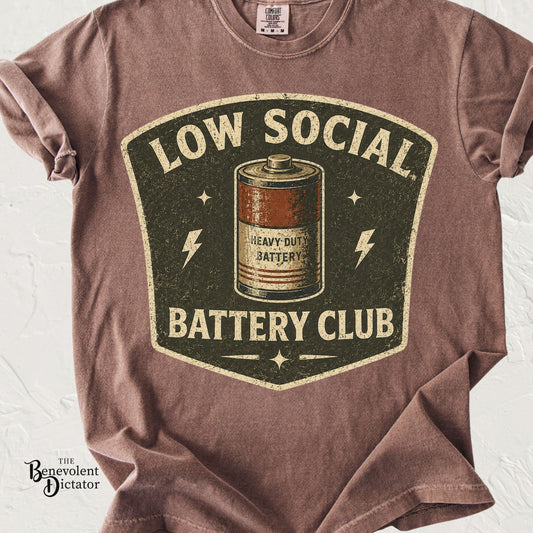 Low Social Battery Club Vintage Patch T-Shirt