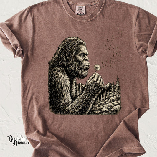 Peaceful Sasquatch Making a Wish Dandelion Vintage T-Shirt