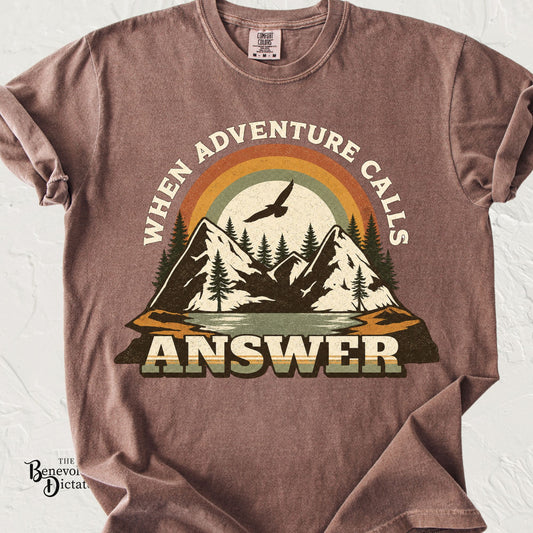 When Adventure Calls — Mountain Retro T-Shirt