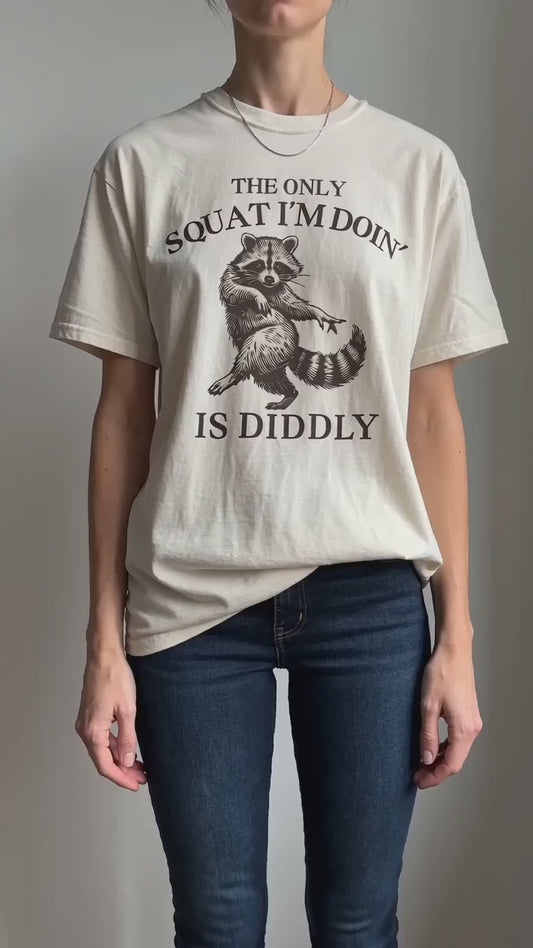 The Only Squat – Funny Raccoon Graphic Tee